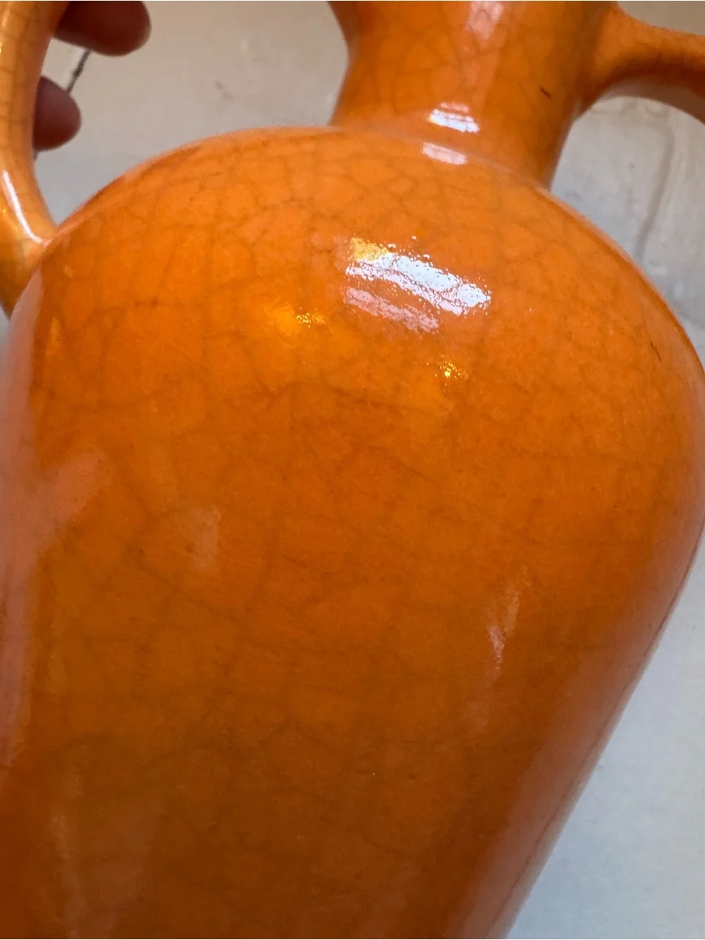 Orange Double-Handled Ceramic Vase
